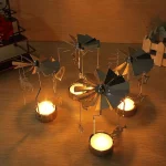 Silver Xmas Rotating Rotary Spinning Carrousel Tea Light Candle Holder Center Decor Newest 4