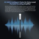 KZ AM01 Cable Type-C to 3.5mm Audio Adapter Line 32bit/384kHz Hi-Fi DAC + IC Amplifier Dual Chip Earphone Audio Cable 5