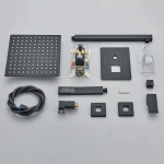Black Concealed Shower System Rain Waterfall Bathroom Embedded Shower Faucet Set with Tub Spout 6