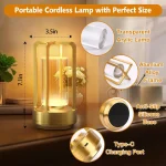 Cordless Rechargeable Portable Table Lamp - 3 Color Dimmable Metal Light for Home & Outdoor 6