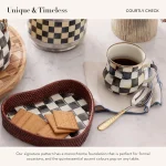 Enamel Mug, Cute Enamelware Coffee and Tea Mug, Unique Drinkware, 16 Ounces, Black-and-White Courtly Check, Set of 1 3