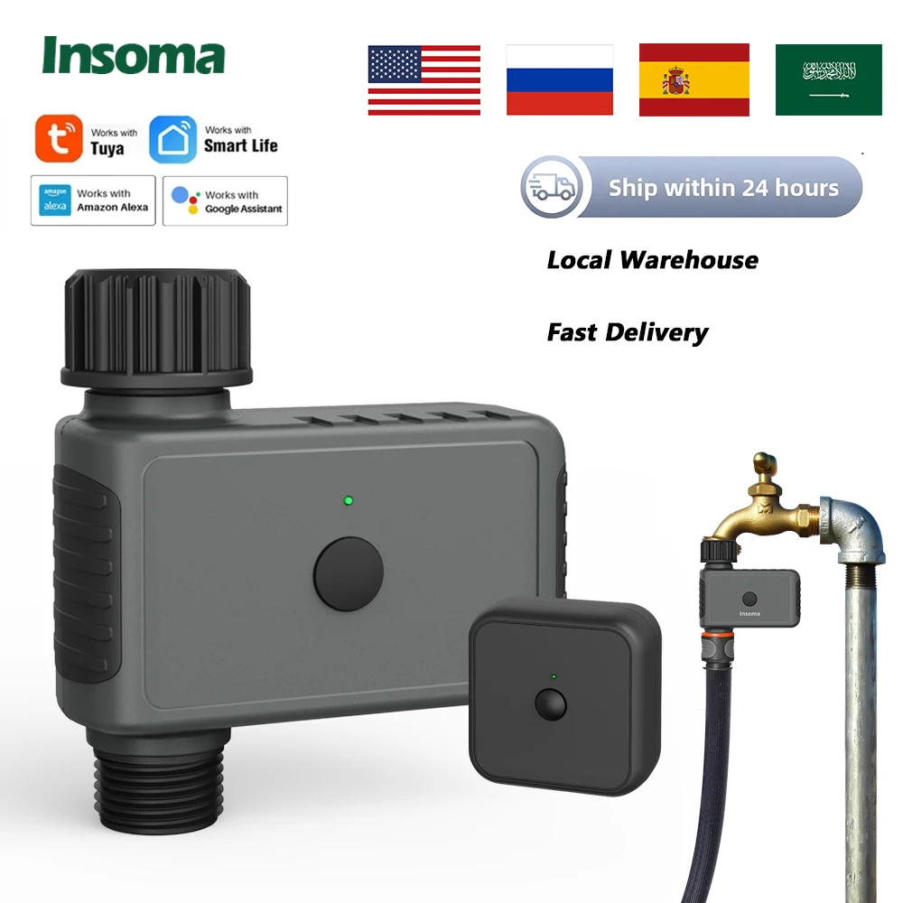 Insoma Wifi Automatic Sprinkle Timer Remote Garden Water Timer Smart Irrigation Watering System Hose Control Unit Support Alexa Insoma Wifi Automatic Sprinkle Timer Remote Garden Water Timer Smart Irrigation Watering System Hose Control Unit Support Alexa