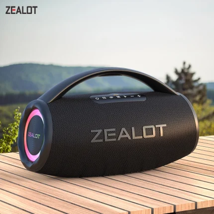 Zealot-S97 80W high power bluetooth speaker portable RGB colorful light waterproof wireless subwoofer 360 stereo surround TWS FM