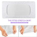 1pc Crib Mattress Protector Smooth Waterproof Mattress Cover Washable Anti Mites Bed Cover 4