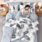 Soft Skin Friendly Summer Quilt Set or Single Quilts Lightweight Breathable Thin Comforter Sets Washable Single Double Blanket 4