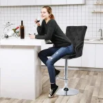 Luxury Velvet Swivel Bar Stools with Lion Knocker Upholstered Dining Chairs for Home Bar Table 2