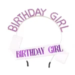 Birthday Girl Sash and Rhinestone Tiara Crown Glitter Birthday Sash Gifts for Girls Happy Birthday Party Decorations Supplies 6
