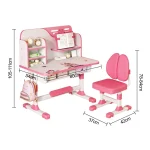 2Pcs/Set Premium Kids Study Desk Chair Set Height Adjustable Children School Study Table Chair Set Pattern Bookshelf And Drawer 6