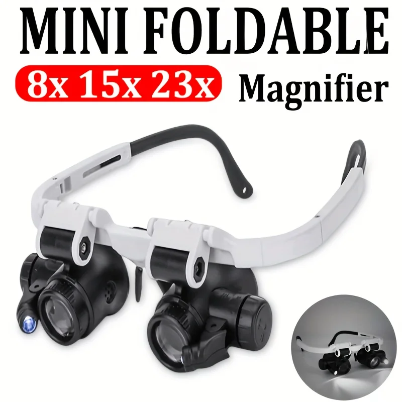 2LED headmounted lighting microlens with maintenance LED lamp magnifying glass, magnification 8x, 15x, 23x 2LED headmounted lighting microlens with maintenance LED lamp magnifying glass, magnification 8x, 15x, 23x