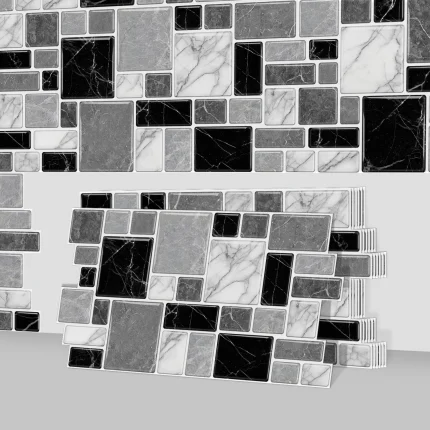 Marble Peel and Stick Backsplash Tiles 3D Self Adhesive Wall Sticker for Kitchen Bathroom Waterproof Home Decor DIY