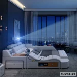 MINGDIBAO Tech Smart Genuine Leather Bed | Multifunctional Ultimate Beds | Massage Tatami Bed with Projecter | Upholstered Cama 3