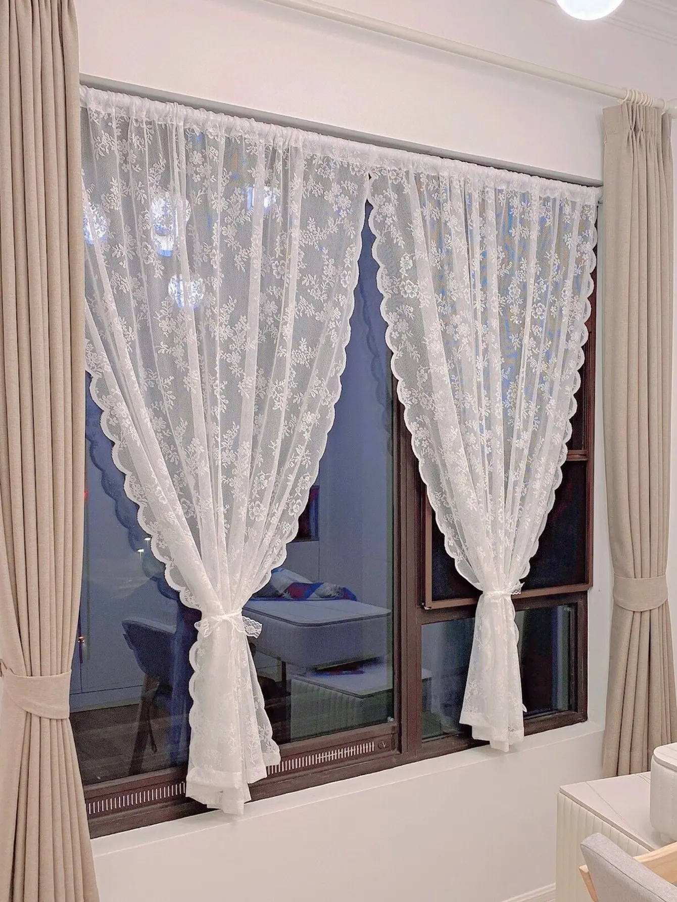 Floral Lace Sheer Rod Pocket Curtain Panel Floral Lace Sheer Rod Pocket Curtain Panel