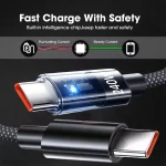 240w Nylon USB Type C Super Fast Charging Cable  Led Digital Display Usb C Charger Data Cord For Samsung Xiaomi Huawei Honor 3