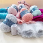 Mink Fur Yarn for Yarns for Knitting and Crochet 2-Ply Lace T Shirt Yarn for Hand Knitting Needlework 1 Skein 340 M 50+20g 3