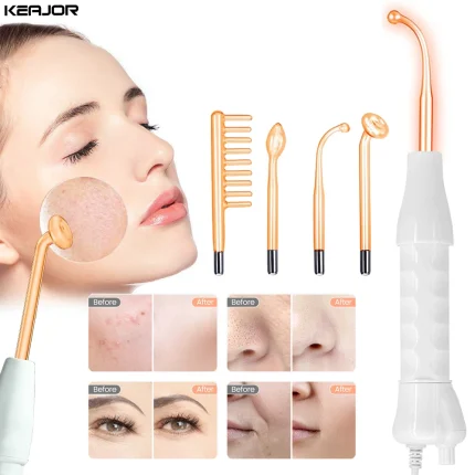 High Frequency Electrotherapy Neon Facial Skin Massage Wand for Acne Skin Rejuvenation Tightening Face Wrinkle Reducing Machine