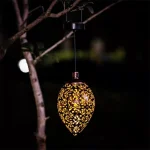 Outdoor Water Drop Shaped Solar Projection Light Waterproof Hollowed-out for Garden Patio Stair Fence Street Landscape Balcony 4
