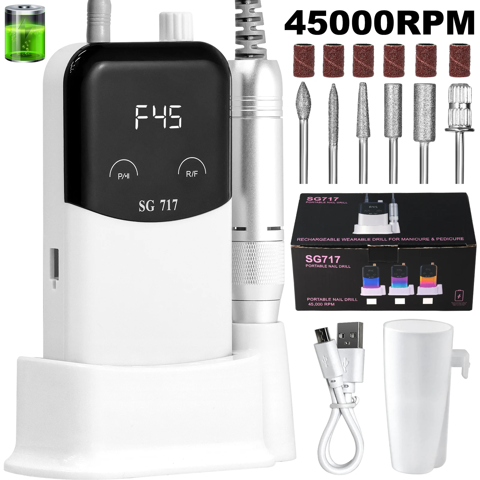 Professional 45000RPM Electric Nail File Gel Nail Polishing Machine Rechargeable Low Noise Nail Sander File For Manicure Salon Professional 45000RPM Electric Nail File Gel Nail Polishing Machine Rechargeable Low Noise Nail Sander File For Manicure Salon