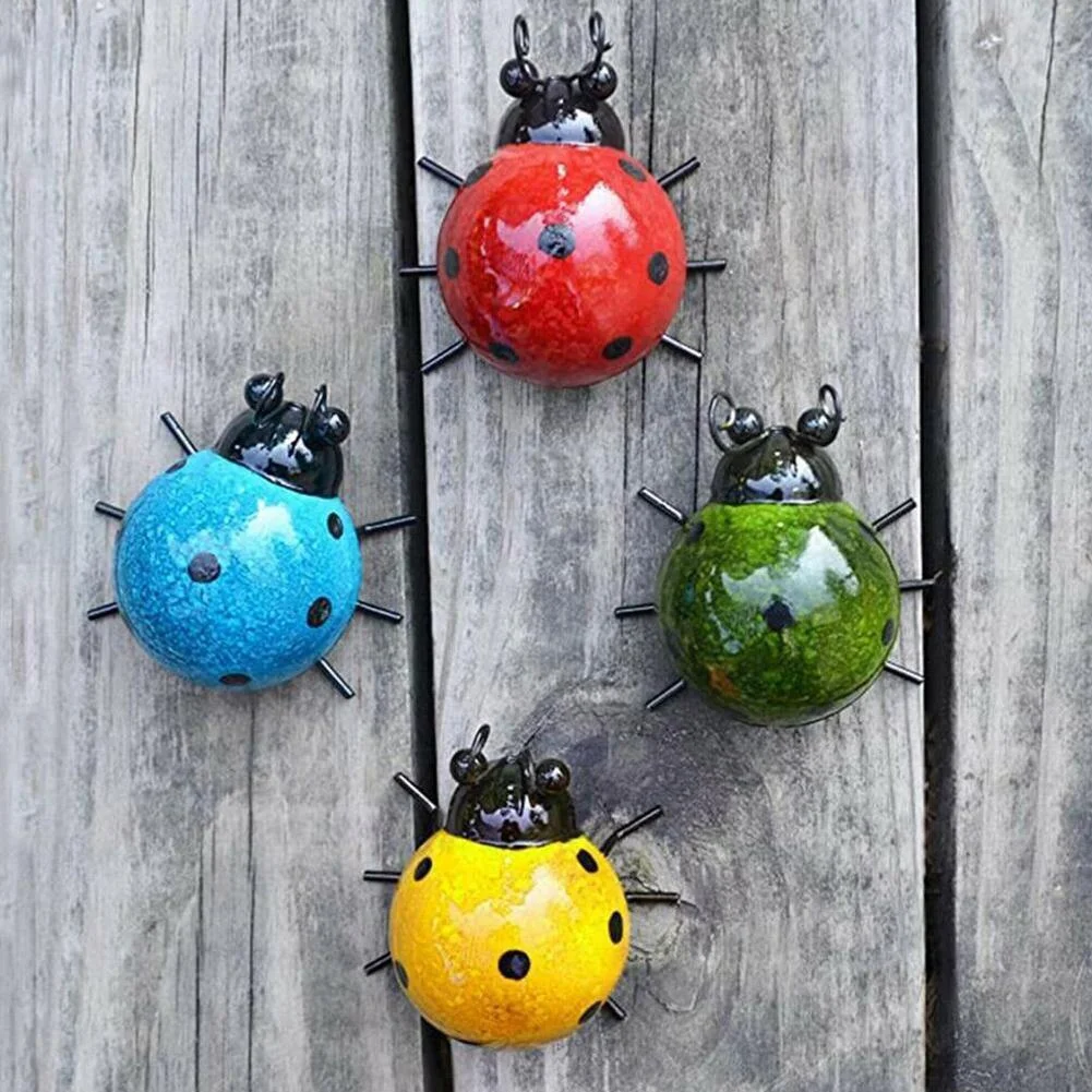 Mini Metal Ladybug Beetle Fence Hanger Wall Hanging Ornament Statue Outdoor Patio Garden Figurine Sculpture For Home Decor Mini Metal Ladybug Beetle Fence Hanger Wall Hanging Ornament Statue Outdoor Patio Garden Figurine Sculpture For Home Decor