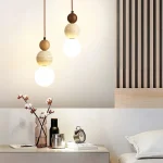 Cream Style Pendant Lamp Bedroom Bedside Led Chandelier Stone Wood Light Designer Bauhaus Medieval Restaurant Bar Small Lights