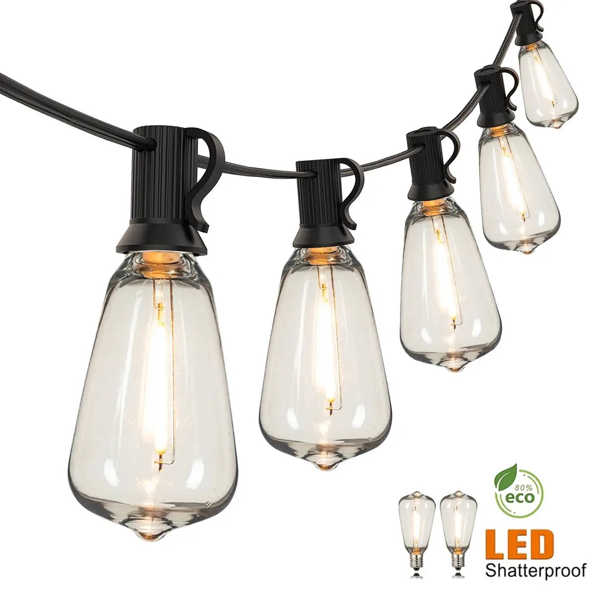 ST38 String Lights Outdoor Garland Connectable Shatterproof Waterproof Plastic LED Bulb Dimmable Patio Garden Decor Fairy Lighst ST38 String Lights Outdoor Garland Connectable Shatterproof Waterproof Plastic LED Bulb Dimmable Patio Garden Decor Fairy Lighst