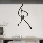 Vintage Iron Little Man Modern Arts Chandelier LED Ceiling Lamp Home Living Room Children Bedroom Decor Black E27 Pendant Lights 3