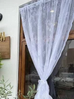 Floral Lace Sheer Rod Pocket Curtain Panel 4