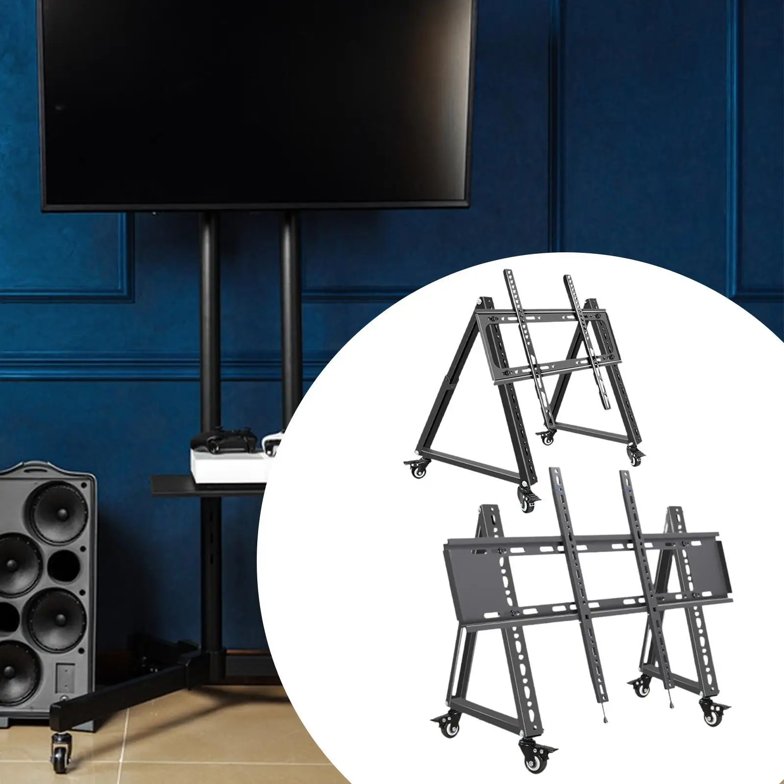 Low Height Mobile TV Stand for Flat Curved Screen TV, LED, LCD Versatile Sturdy Low Height Mobile TV Stand for Flat Curved Screen TV, LED, LCD Versatile Sturdy