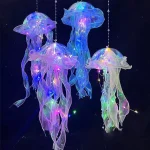 Jellyfish Colorful Nightlight Button Battery Hanging Ceiling Lantern with Ribbon&Bead LED Bulbs for Children Bedroom 4
