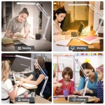 LED Desk Lamp Long Arm Foldable Clamp Adjustable Eye Caring Light with 3 Color Modes Dimmable for Reading Study and Office Work 3