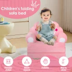 2 in 1 Foldable Kids Sofa Bed Baby Seat Chair Foam Filled Toddler Sleeping Couch Reading Armchair for Reading Relaxing Nursery 4
