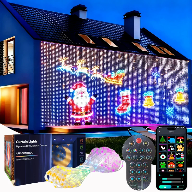 1/2PCS Smart LED Curtain Lights LED Fairy Lights App Control Music Sync DIY Pattern Waterproof for Indoor Outdoor Party Decor 1/2PCS Smart LED Curtain Lights LED Fairy Lights App Control Music Sync DIY Pattern Waterproof for Indoor Outdoor Party Decor