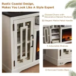 Farmhouse Fireplace TV Stand with 36" Electric Fireplace for 80 Inch TV, 32" Tall Entertainment Center, Modern Media Console, 6 5