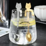 Stainless Steel Coffee Spoon Lovely Cute Cat Shape Teaspoon Dessert Snack Scoop Ice Cream Mini Spoons Tableware Kitchen Tools 4