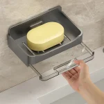 Bathroom Soap Holder Free-Punching Wall Mounted Soap Sponge Holder Organizer Double Drainage Soap Dish Bathroom Accessories 2