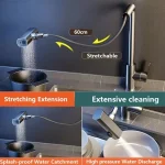 Grey/Silver Pull Out Kitchen Faucet, Flexible Hot and Cold Water Kitchen Sink Mixer Faucet Deck Mounted with Stream Shower Mode 4