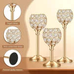 1 Pcs Crystal Candle Holders Bulk, Shiny Candlestick Holder for Wedding Halloween, Christmas, Birthday Party Holiday,Home Decor 3
