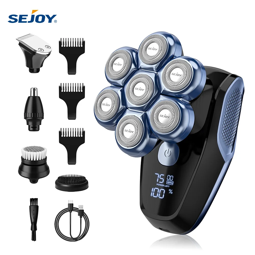 Sejoy 6-in-1 7D Head Shavers for Bald Men Electric Razor with Nose Hair Trimmer Waterproof Multifunctional Men Grooming Kit Sejoy 6-in-1 7D Head Shavers for Bald Men Electric Razor with Nose Hair Trimmer Waterproof Multifunctional Men Grooming Kit