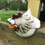 Funny Chicken Fence Decor Statues Resin Garden Farm Yard Chicken Hen Sculpture Art Craft Courtyard Housewarming Home Decoration 4