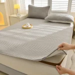 1pc Striped Waterproof Mattress Protector, Comfortable Mattress Cover, Soft and Breathable  for Single/Double Beds 4