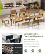 Outdoor Dining Set for 6, Patio Table and Chairs Set with Umbrella Hole, 7 Pieces HDPS Outdoor Furniture Sets for Patio, Garden 4
