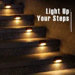 32/24/16/12/8/4Pcs Solar Deck Lights Outdoor Waterproof LED Fence Lights Garden Step Lamp for Patio Stairs Railing Pathway Step 5
