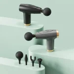 Black 4-Head Mini Fascia Gun Multi-Stage Massage Gun Muscle Relaxation Massage Equipment Portable Vibration Massager 6