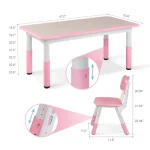 Kids Table and 4 Chairs Set, Height Adjustable Toddler Table and Chair Set, Graffiti Desktop, Non-Slip Legs, Children Multi-Acti 2