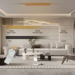 Gold 3-Light Linear LED Pendant Kitchen Light Modern Simple Style Dining Room Lighting Chandelier Dimmable 4