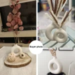 Nordic Vase Circular Hollow Ceramic Donuts Flower Pot Home Living Room Decoration Accessories Interior Office Desktop Decor Gift 6