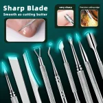 10pcs Stainless Steel Pedicure Tool Set Professional Foot Care  Exfoliator for Smooth Light Beige,Portable Travel Case Included 3
