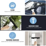 Rechargeable Cordless Window Vacuum Cleaner with Squeegee 150ml Water Tank for Glass Mirror Shower Tile Cleaning Home Car Use 4