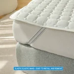 Quilted Mattress Cover Breathable Mattress Protector,Bed Sheet with Straps,Soft,Washable,Anti-Slip,Hypoallergenic, Noiseless 6