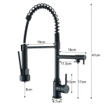 Kitchen Sink Faucet Pull Down Hot and Cold Water Mixer2 Mode Tap with Dual Spout 360 Rotation Flexible Deck Mounted 5