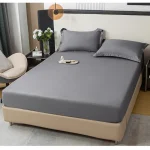 1Pc Fitted Bed Sheet With Elastic Band Solid Color Anti-slip Adjustable Mattress Cover for Single Double (No Pillowcase） 2